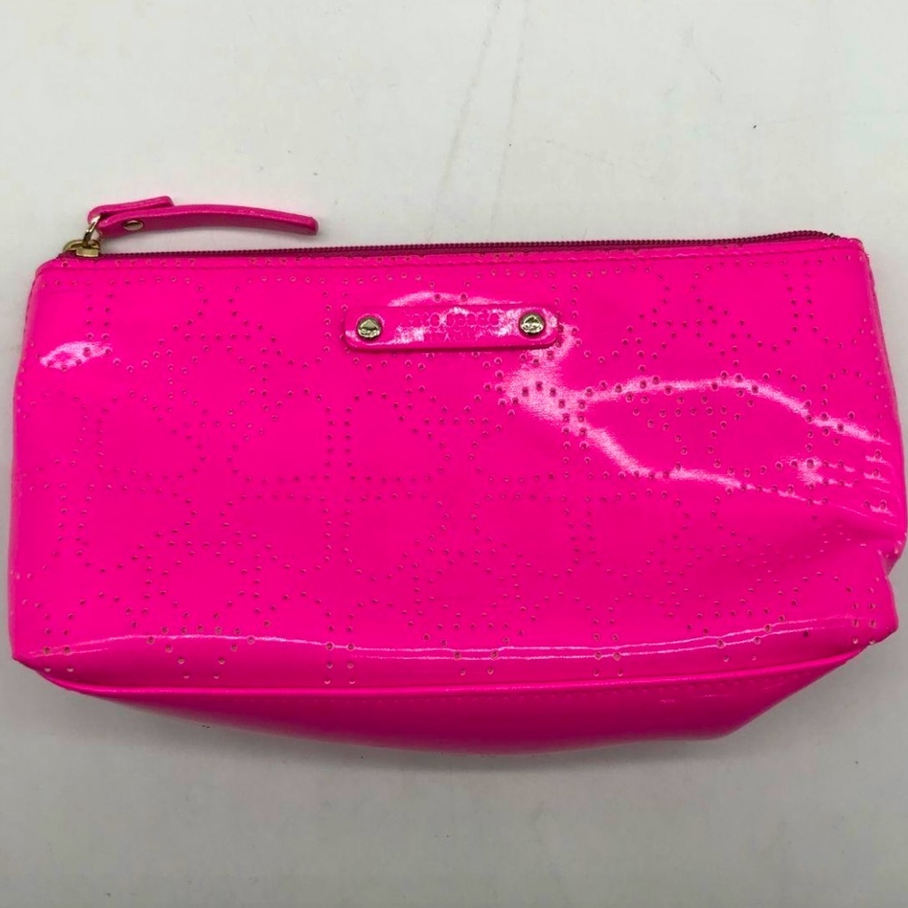 Kate♠️Spade Metro Shiloh Neon Pink pouch with zipper heart ❤️ designs.